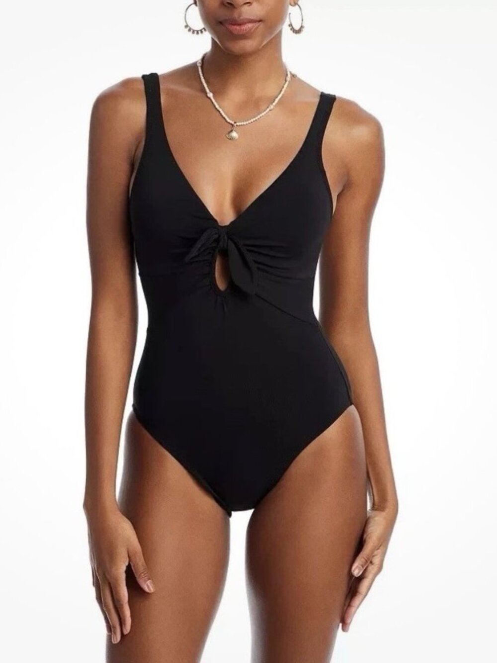 NWT Robin Piccone Ava Black One Piece Swimsuit Women 8 Underwire Cups Adjustable